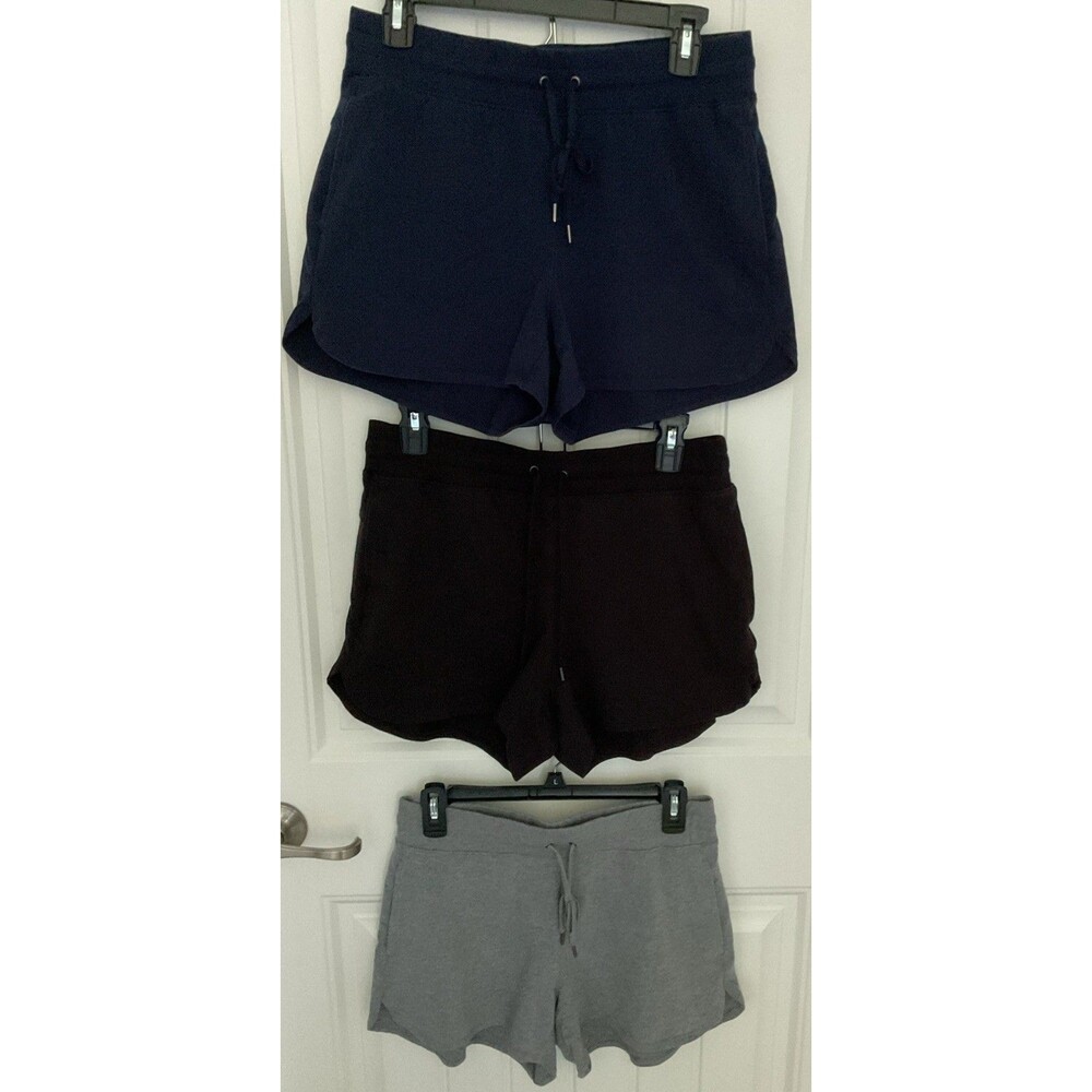 EUC Women's Tek Gear Pull On Athleisure Shorts Stretch Black Navy Gray Medium